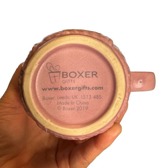 "Knitting Keeps Me from Unravelling" Pink Yarn Ceramic Coffee Tea Cocoa Mug - Picture 3 of 4